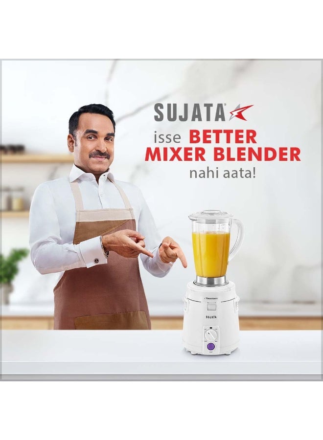 سوجاتا Sujata Frootmix Mixer Blender|900 Watts Double Ball Bearing Motor|22000 RPM|Non-Stop 90 Mins Running|1750ml Unbreakable Blender Jar with Heavy Metal Base| (White) - Image 5